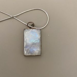 Moonstone necklace rectangular silver